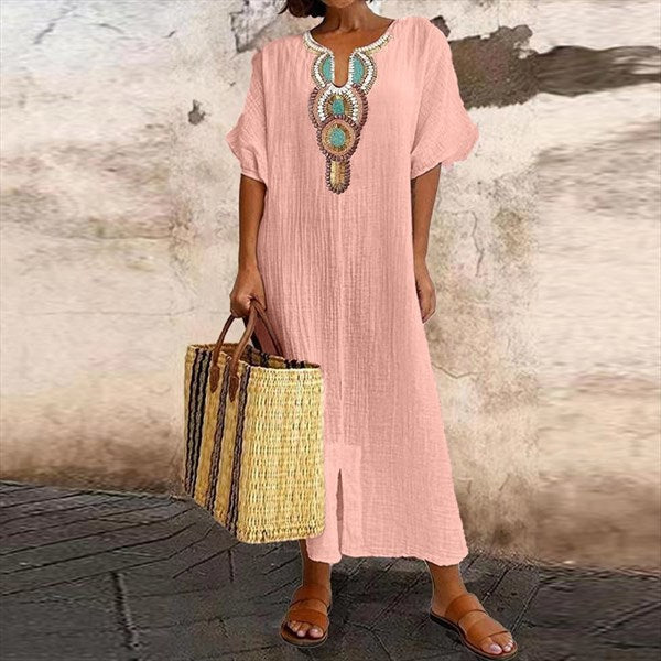 Baumwoll-Leinen-Kleid für Frauen