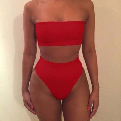 Damen Bandeau-Bikini-Set mit hohem Schnitt und tailliertem Design Selmira