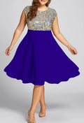 Damen Elegantes Cocktailkleid mit schimmerndem Oberteil und schwingendem Rock Selmira