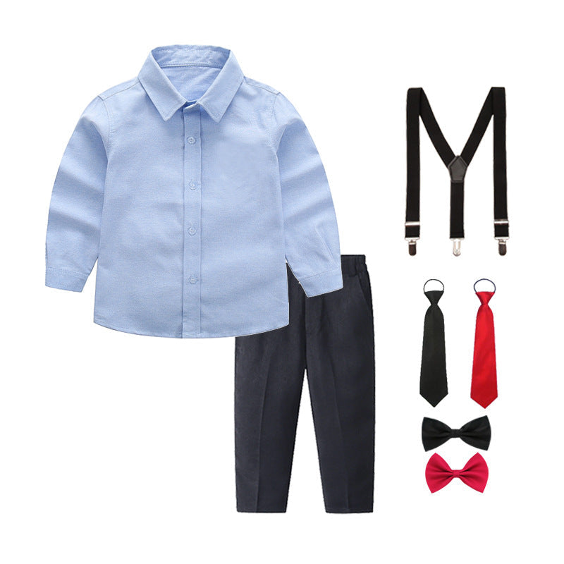 Damen elegantes Outfitset mit Hemd, Hose, Hosenträgern und Krawatte