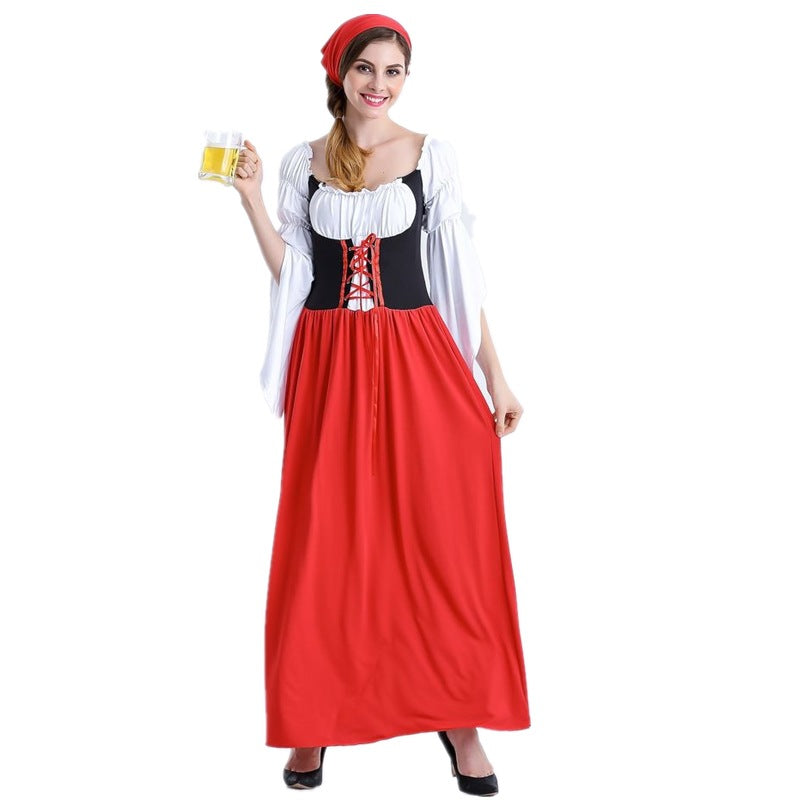 Damen nan authentisches Oktoberfest Madl Kostüm mit Schnürcorsage weiten Trompetenärmeln