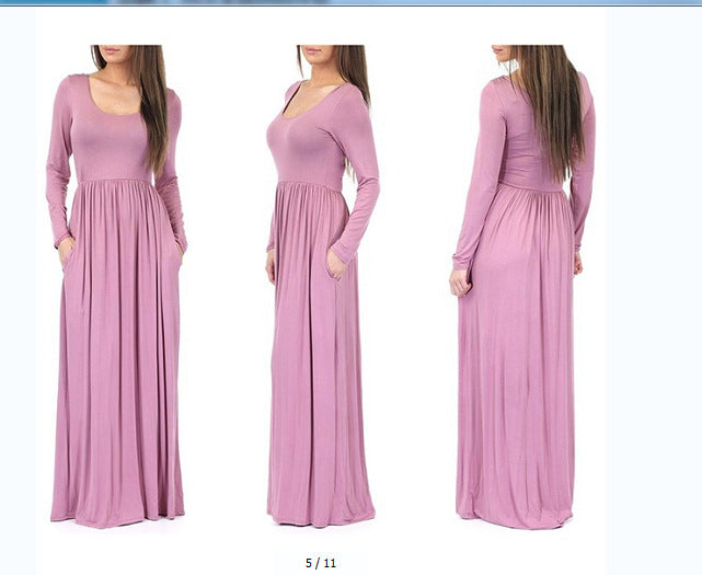 Damen Alltagstaugliches Maxikleid mit praktischen Taschen und fließendem Schnitt Selmira