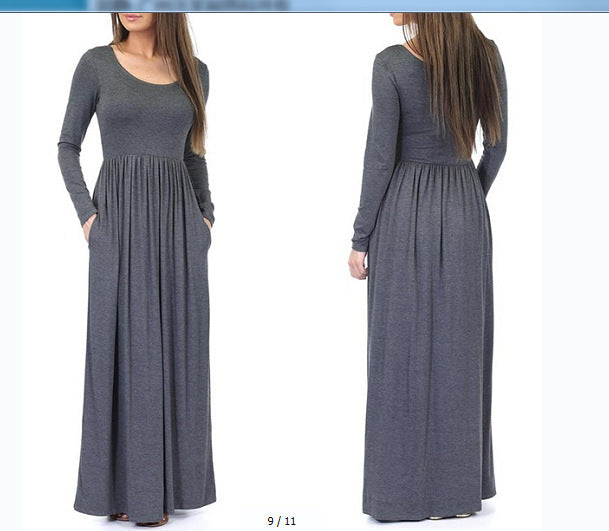 Damen Alltagstaugliches Maxikleid mit praktischen Taschen und fließendem Schnitt Selmira
