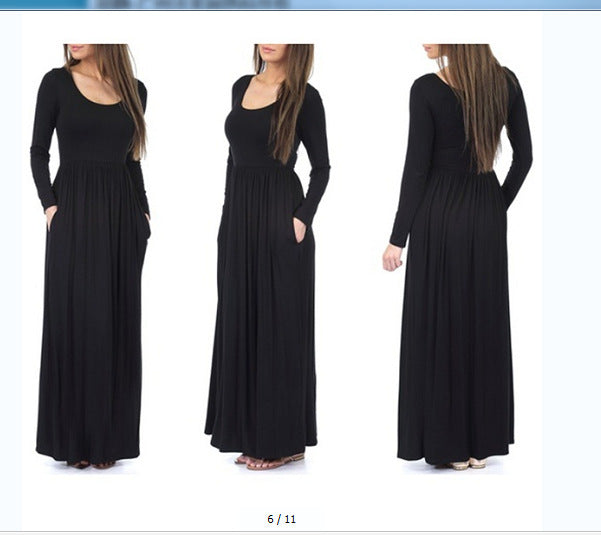 Damen Alltagstaugliches Maxikleid mit praktischen Taschen und fließendem Schnitt Selmira