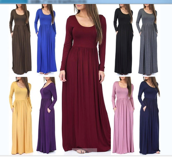 Damen Alltagstaugliches Maxikleid mit praktischen Taschen und fließendem Schnitt Selmira