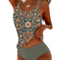 Selmira | Retro Hochgeschnittenes Bikini mit Stranddruck