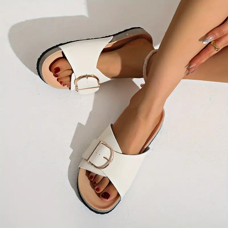 Selmira | Orthopädisch Flache Sandalen mit Einstellbarer Schnalle Riemen
