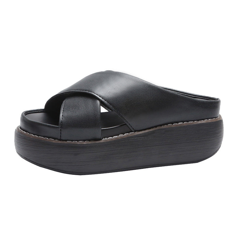 Damen Komfortable Plateau-Mules mit eleganter Riemenführung Selmira
