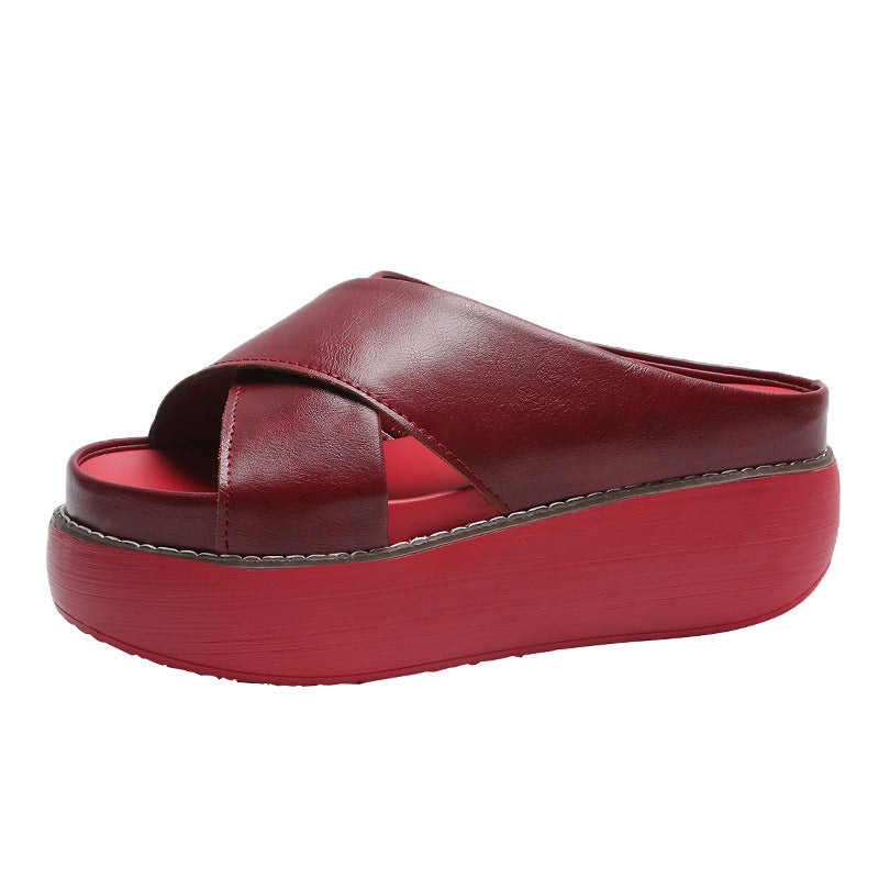 Damen Komfortable Plateau-Mules mit eleganter Riemenführung Selmira