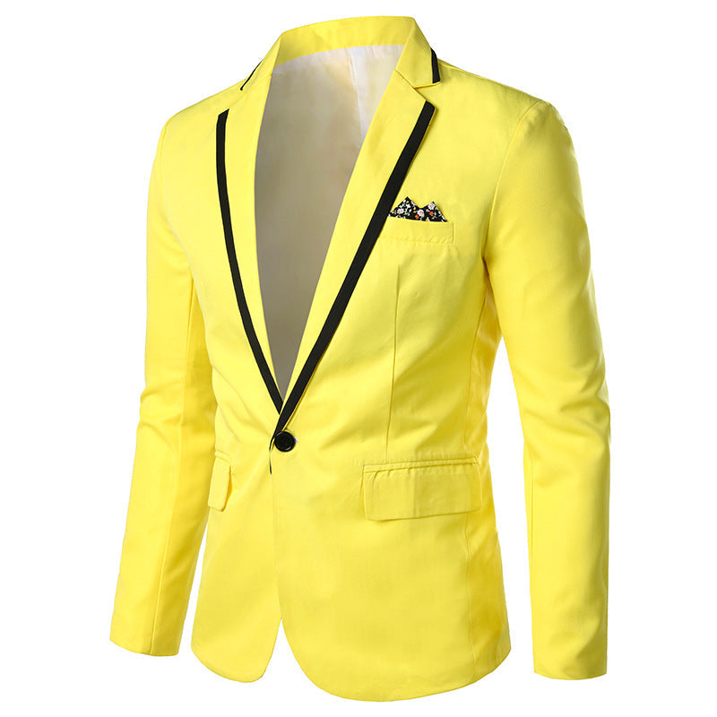 Herren nan einreihiges Abend-Sakko mit kontrastpaspel, Schalkragen-Optik und tailliertem Slim-Fit