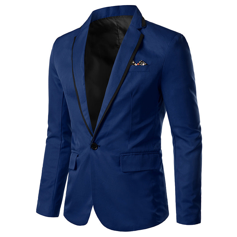 Herren nan einreihiges Abend-Sakko mit kontrastpaspel, Schalkragen-Optik und tailliertem Slim-Fit