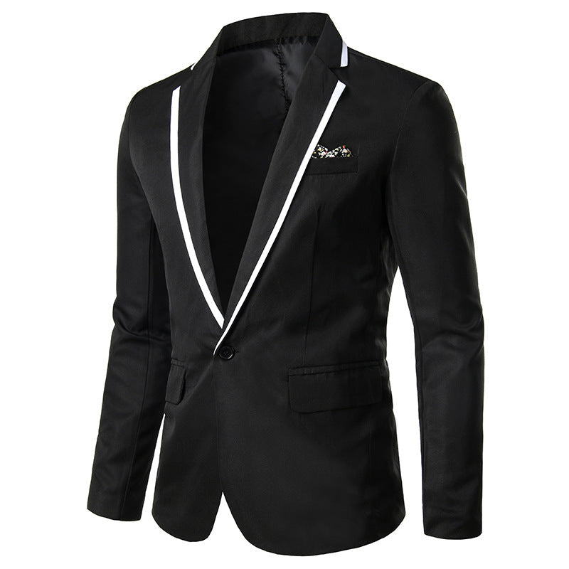 Herren nan einreihiges Abend-Sakko mit kontrastpaspel, Schalkragen-Optik und tailliertem Slim-Fit