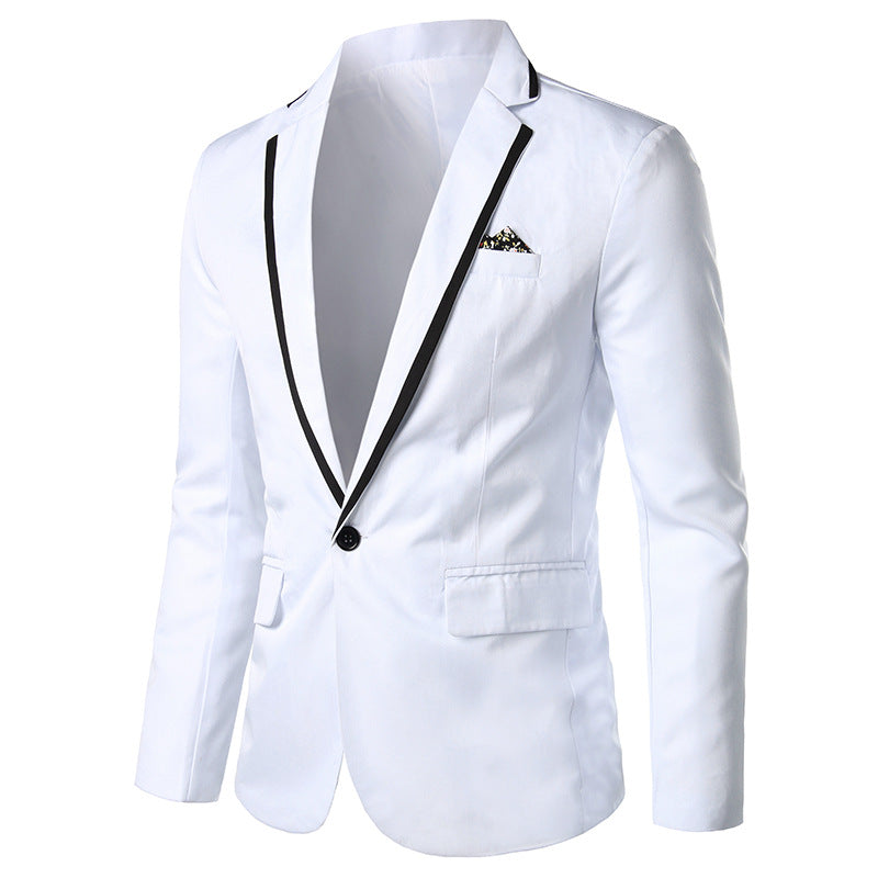 Herren nan einreihiges Abend-Sakko mit kontrastpaspel, Schalkragen-Optik und tailliertem Slim-Fit