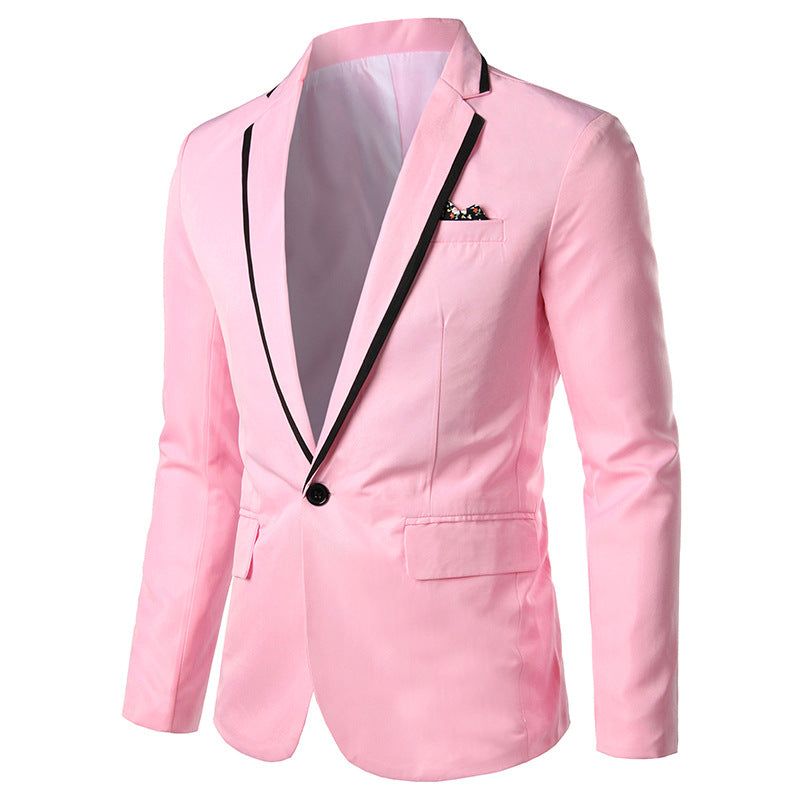 Herren nan einreihiges Abend-Sakko mit kontrastpaspel, Schalkragen-Optik und tailliertem Slim-Fit