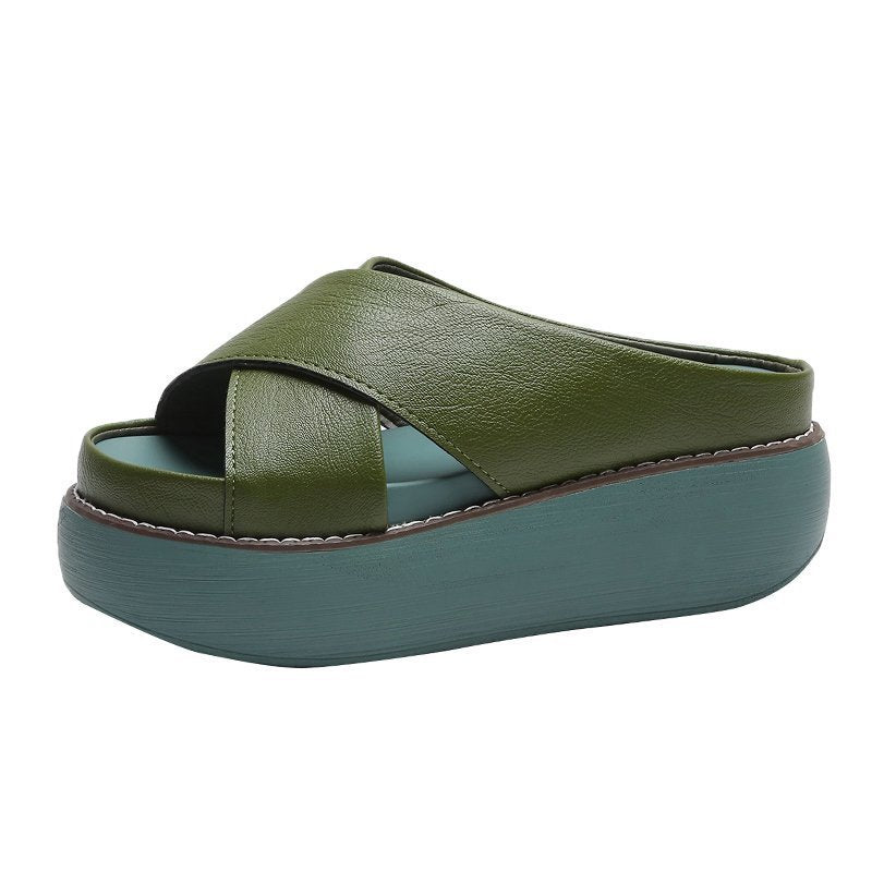 Damen Komfortable Plateau-Mules mit eleganter Riemenführung Selmira
