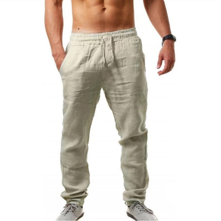 Herren nan leichte Leinenhose mit elastischem Bund tapered Schnitt
