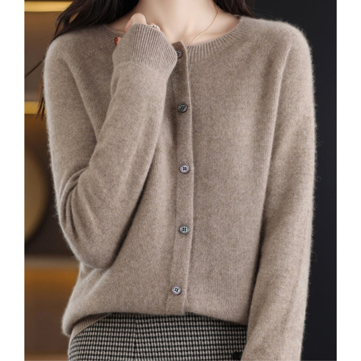 Selmira | Damen Rundhals Cardigan Pullover