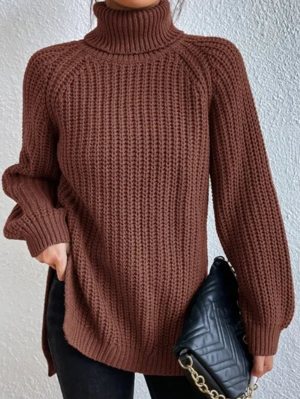 Selmira-rollkragenpullover Mit Raglanärmel Und Geteiltem Saum