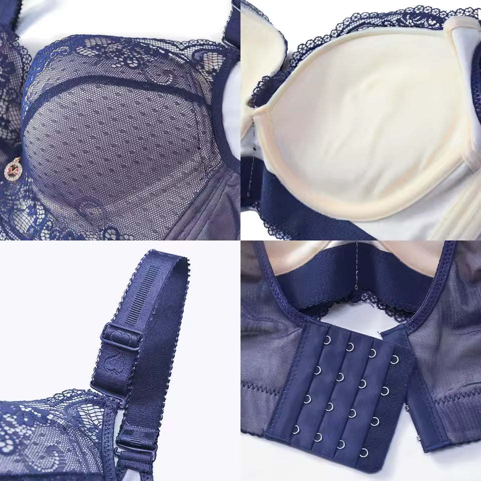 Selmira Push-up Gepolsterte BHs für Damen – Spitze Plus-Size BH, Fügt Zwei Cups Hinzu, Unterbügel Brassiere