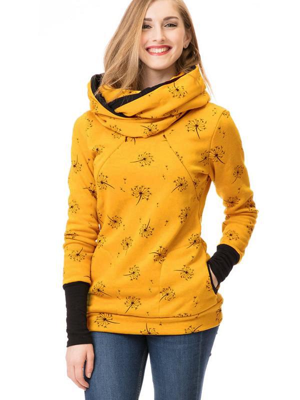 Selmira Schwangerschafts-Chaps, Krankenschwester-Sweatshirts, Blumendruck, Taschen, Reißverschluss, Stillkleidung
