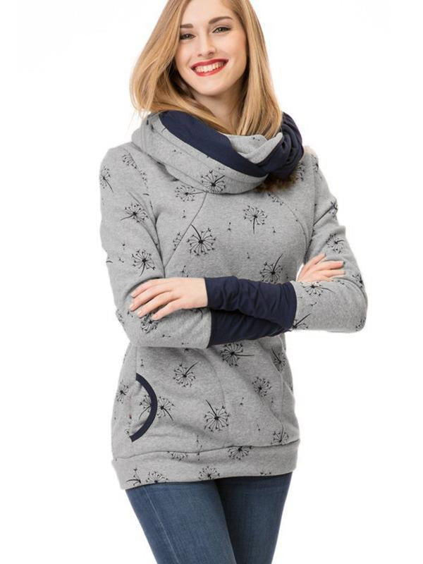 Selmira Schwangerschafts-Chaps, Krankenschwester-Sweatshirts, Blumendruck, Taschen, Reißverschluss, Stillkleidung