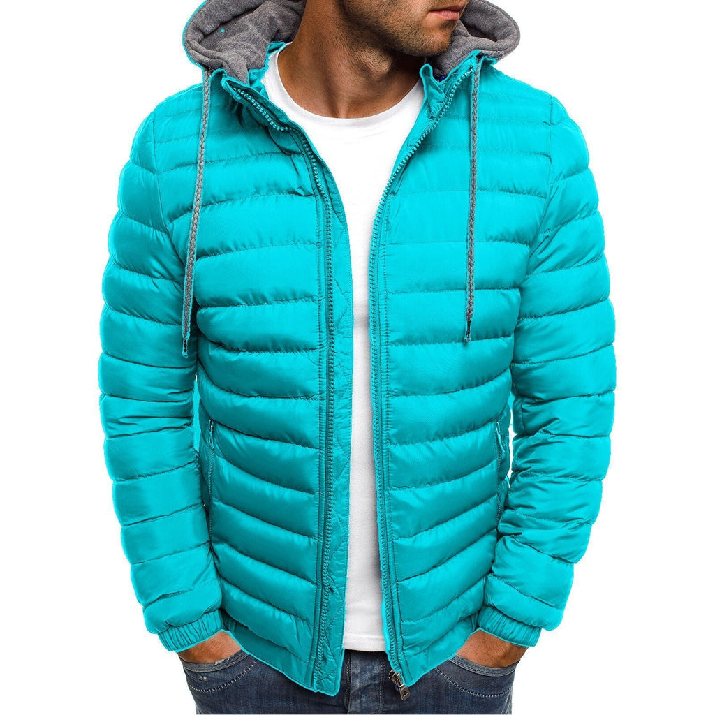 Herren nan gesteppte Kapuzenjacke mit wattierter Thermoisolierung und weichem Fleecefutter