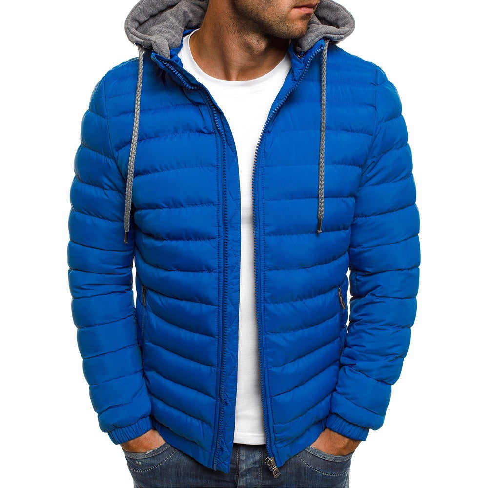 Herren nan gesteppte Kapuzenjacke mit wattierter Thermoisolierung und weichem Fleecefutter