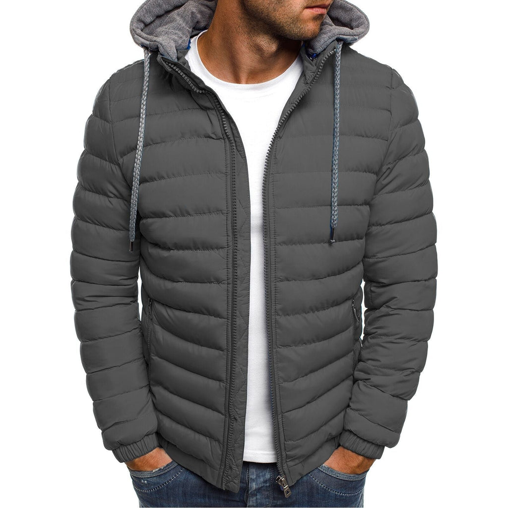 Herren nan gesteppte Kapuzenjacke mit wattierter Thermoisolierung und weichem Fleecefutter
