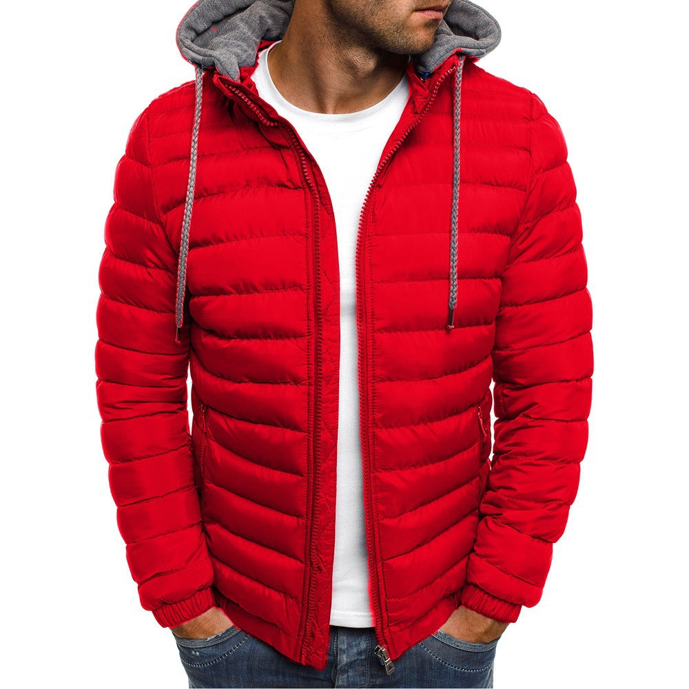 Herren nan gesteppte Kapuzenjacke mit wattierter Thermoisolierung und weichem Fleecefutter