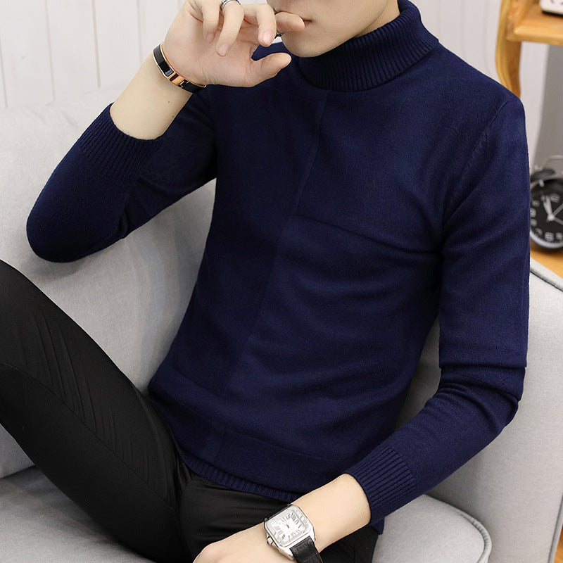Herren nan feiner Rollkragenpullover aus Feinstrick mit geometrischer Struktur und schmaler Passform
