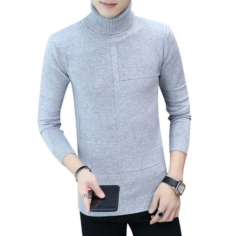 Herren nan feiner Rollkragenpullover aus Feinstrick mit geometrischer Struktur und schmaler Passform