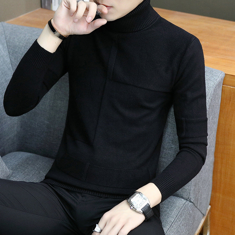 Herren nan feiner Rollkragenpullover aus Feinstrick mit geometrischer Struktur und schmaler Passform