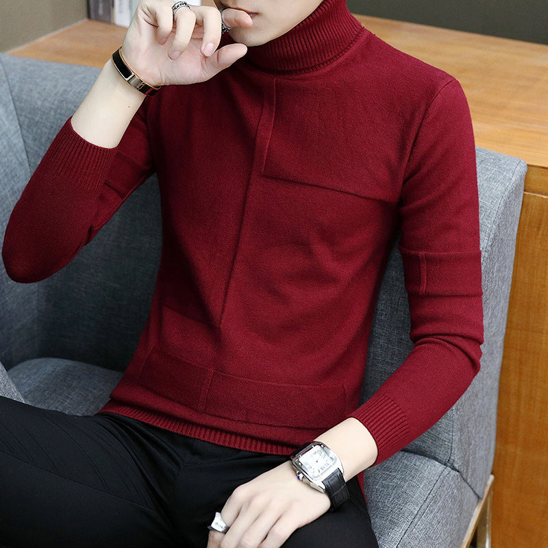 Herren nan feiner Rollkragenpullover aus Feinstrick mit geometrischer Struktur und schmaler Passform