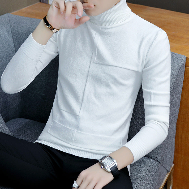Herren nan feiner Rollkragenpullover aus Feinstrick mit geometrischer Struktur und schmaler Passform