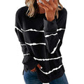 Damen nan lässiges Oversize-Sweatshirt mit wellenförmigem Streifenmuster Rundhals Seitenschlitzen und gerundetem Saum