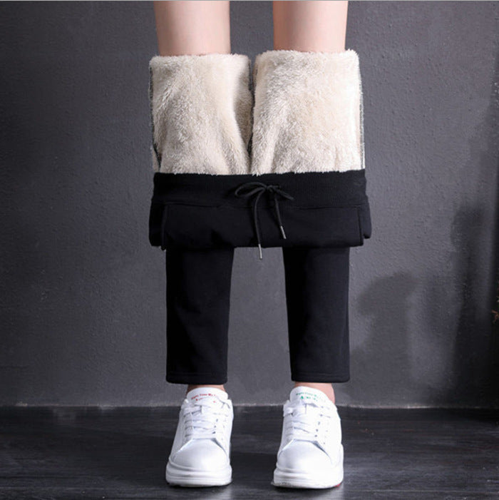 Damen nan gefütterte Thermo-Jogginghose mit Teddyfutter, elastischem Bund und Kordelzug
