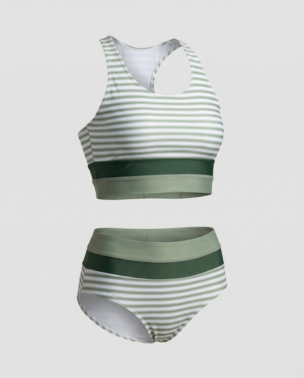 Selmira | Gestreiftes Reißverschluss-Rücken Schick Bikini Set