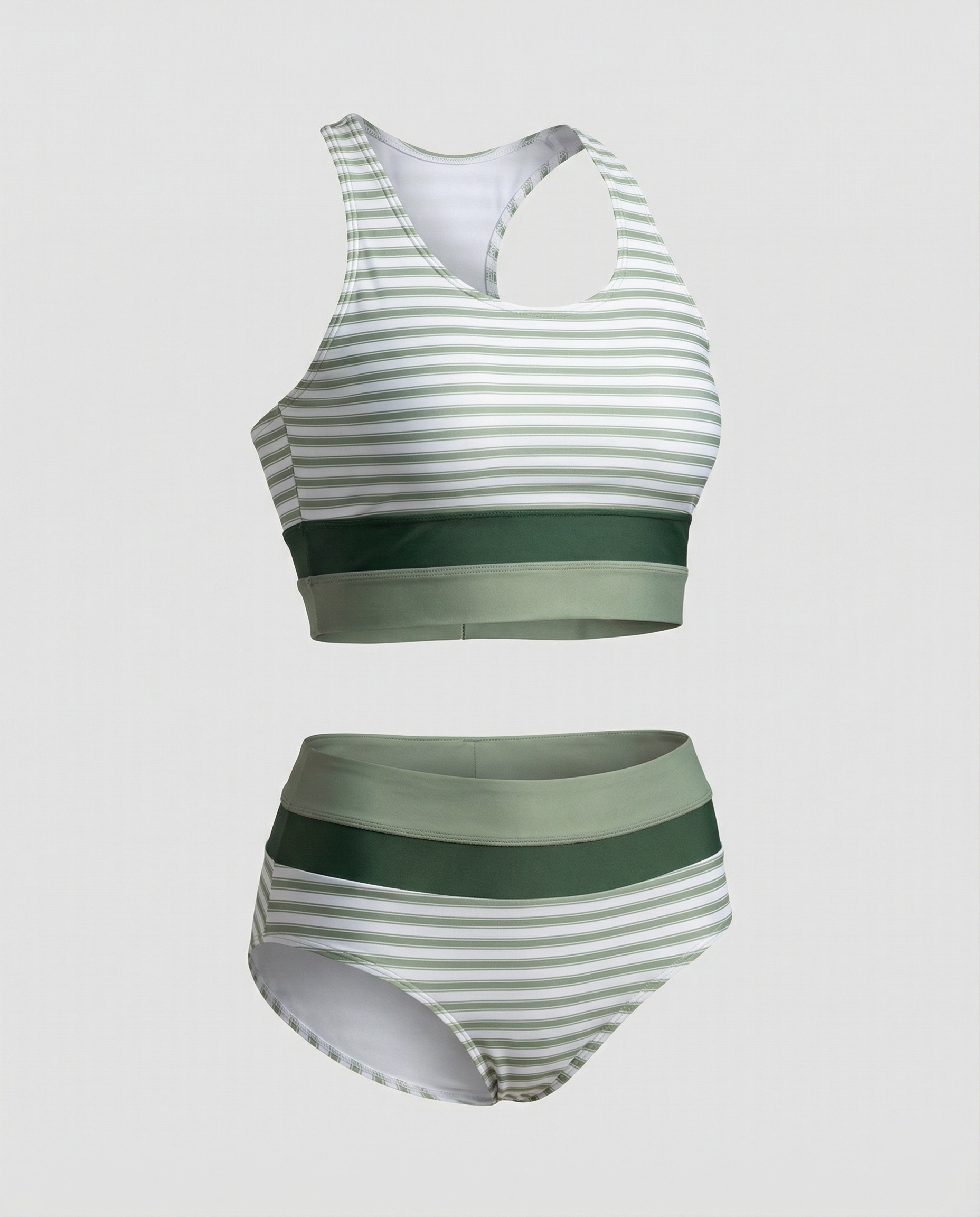 Selmira | Gestreiftes Reißverschluss-Rücken Schick Bikini Set