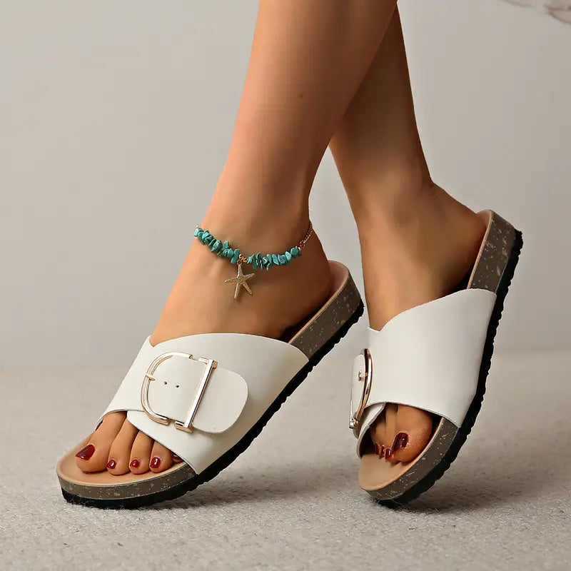 Selmira | Orthopädisch Flache Sandalen mit Einstellbarer Schnalle Riemen