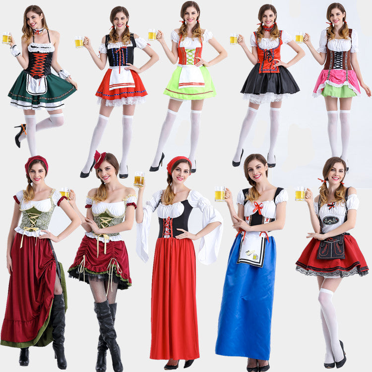 Damen nan authentisches Oktoberfest Madl Kostüm mit Schnürcorsage weiten Trompetenärmeln