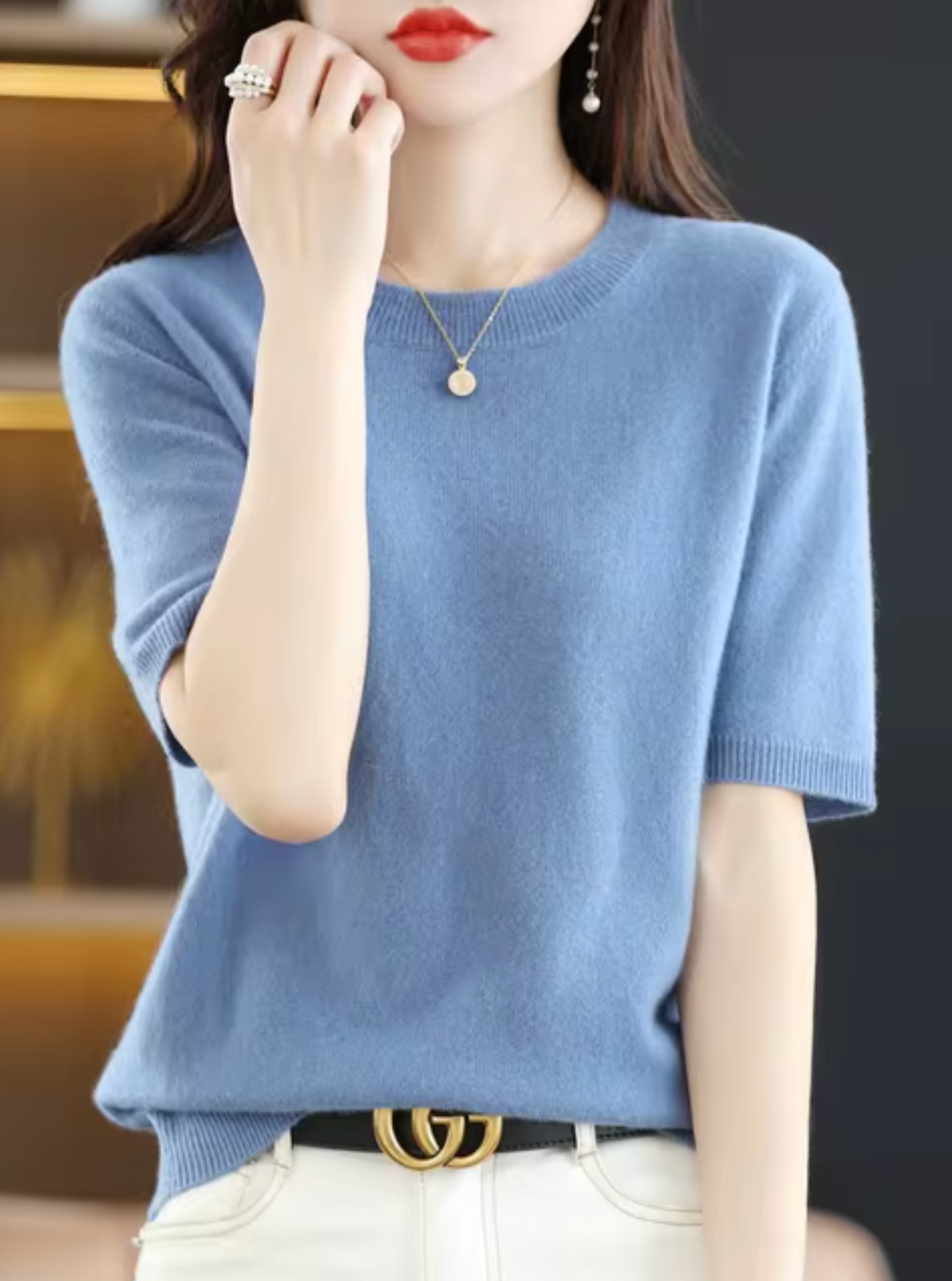 Selmira | Kurzärmliger Wollpullover