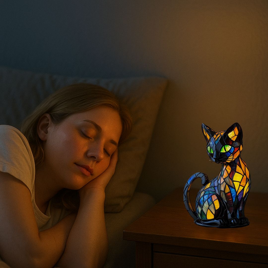 Leuchtkatze – handgefertigte Lampe, die Herzen erstrahlen lässt