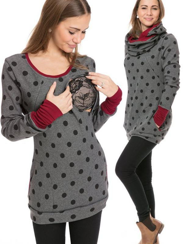 Selmira Schwangerschafts-Chaps, Krankenschwester-Sweatshirts, Blumendruck, Taschen, Reißverschluss, Stillkleidung