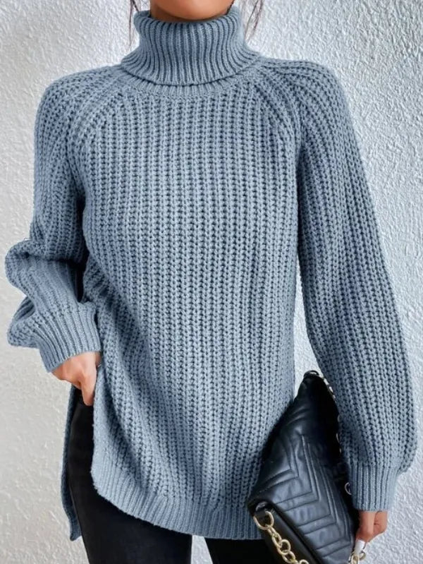Selmira-rollkragenpullover Mit Raglanärmel Und Geteiltem Saum
