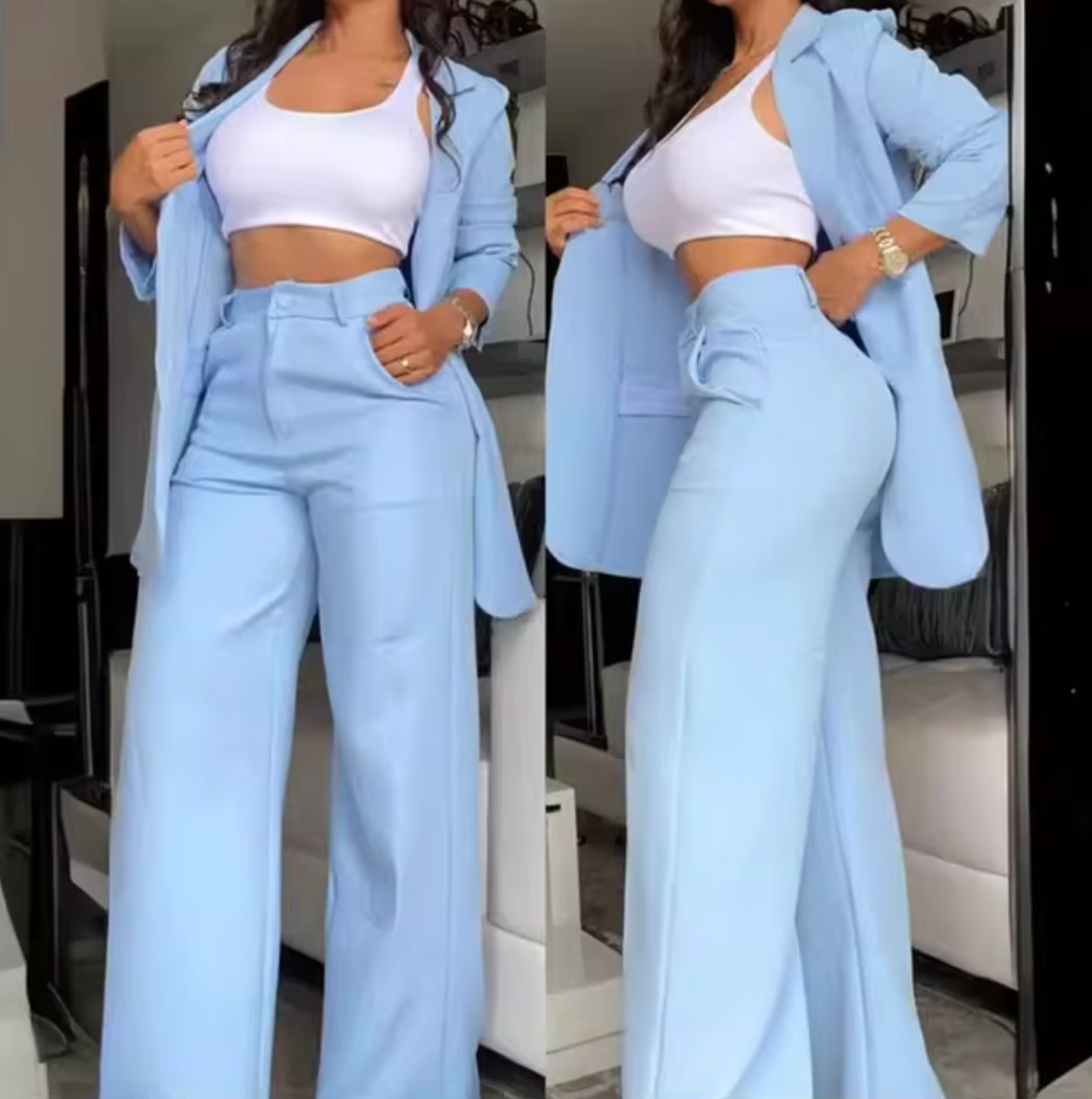 Selmira | Langärmlige Blazer- und Hosen-Set
