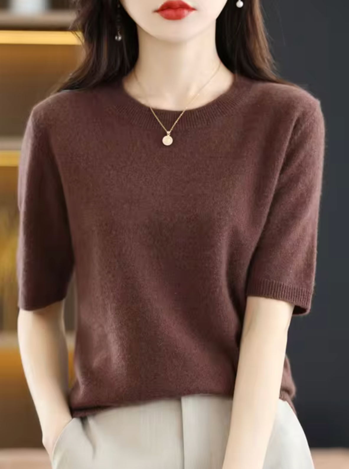 Selmira | Kurzärmliger Wollpullover