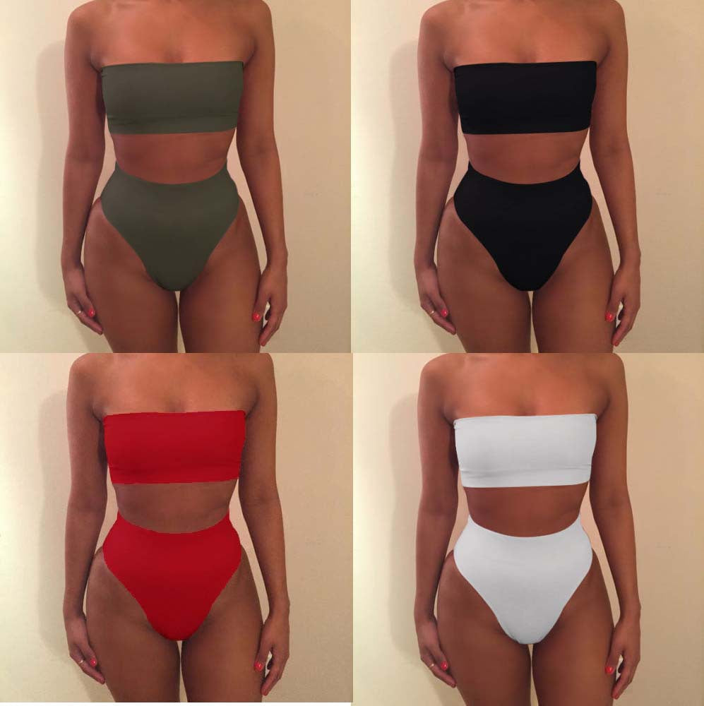 Damen Bandeau-Bikini-Set mit hohem Schnitt und tailliertem Design Selmira