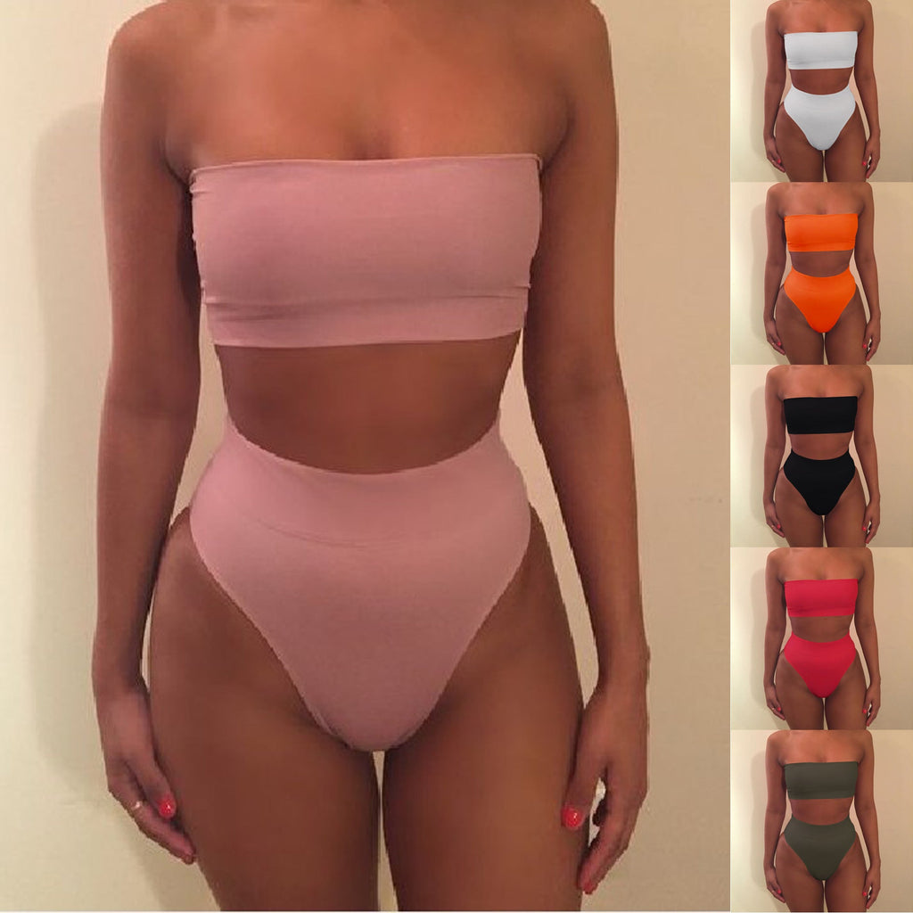 Damen Bandeau-Bikini-Set mit hohem Schnitt und tailliertem Design Selmira