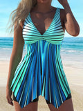 Selmira | Gestreifter V-Ausschnitt Tankini mit Fließendem Design für Damen