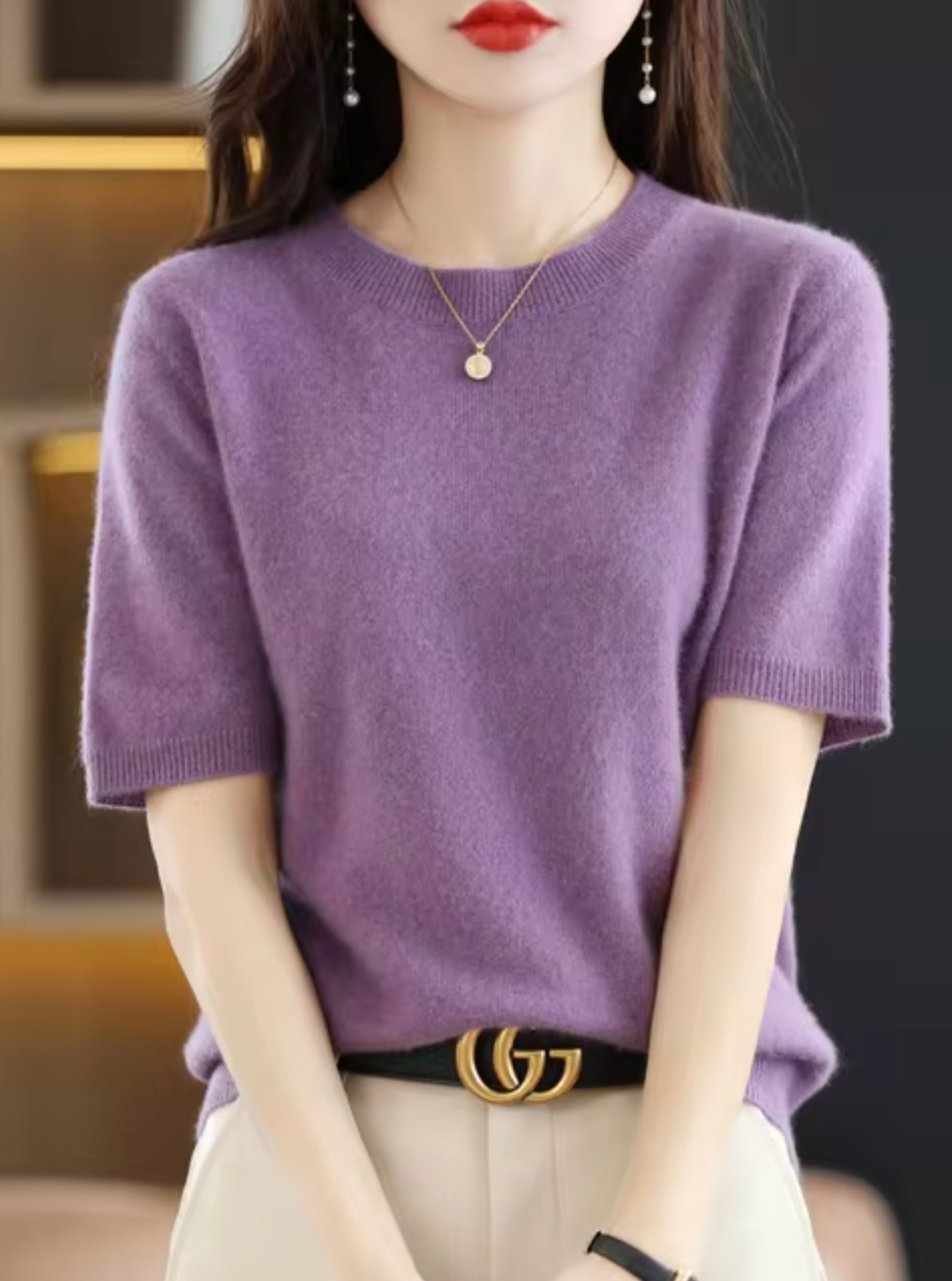Selmira | Kurzärmliger Wollpullover